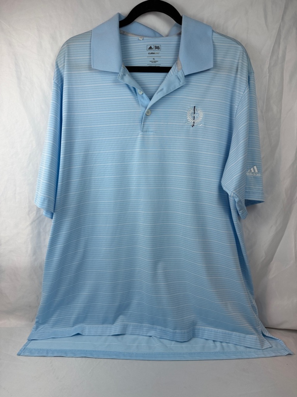 Adidas Climalite Polo Shirt Men's XL Light Blue Striped Golf Athletic